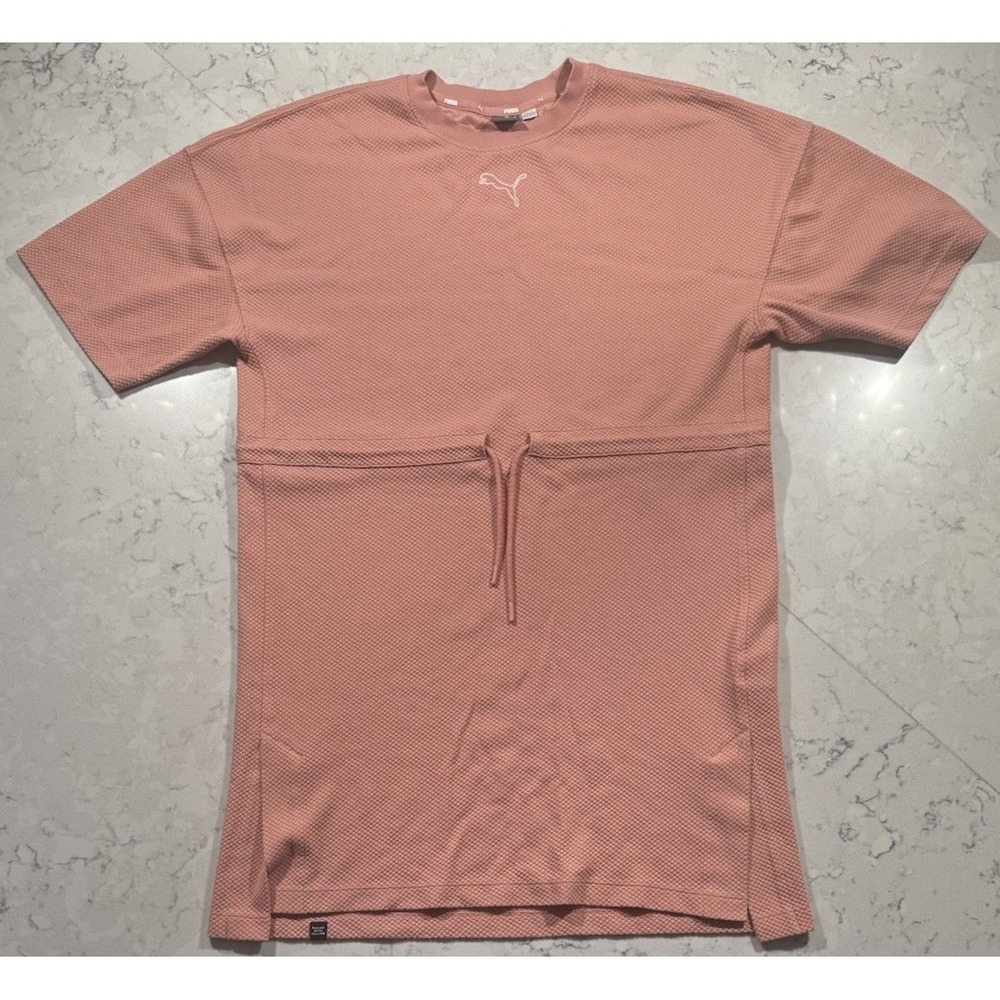 Puma Her Tee Dress Womens Medium Blush Pink Short Sleeve Athletic Casual Logo